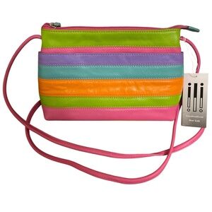 Ili New York crossbody bag leather colorful statement piece BWT